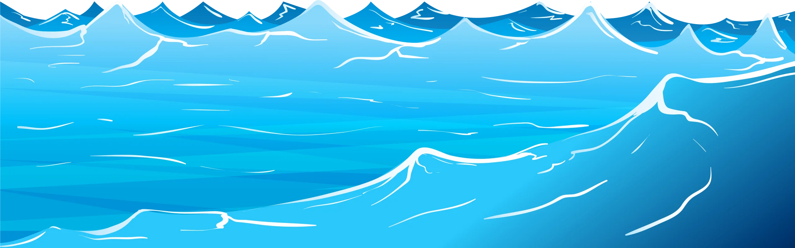 Serene Ocean Waves Clipart - Tranquil Blue Seascape Illustration Design
