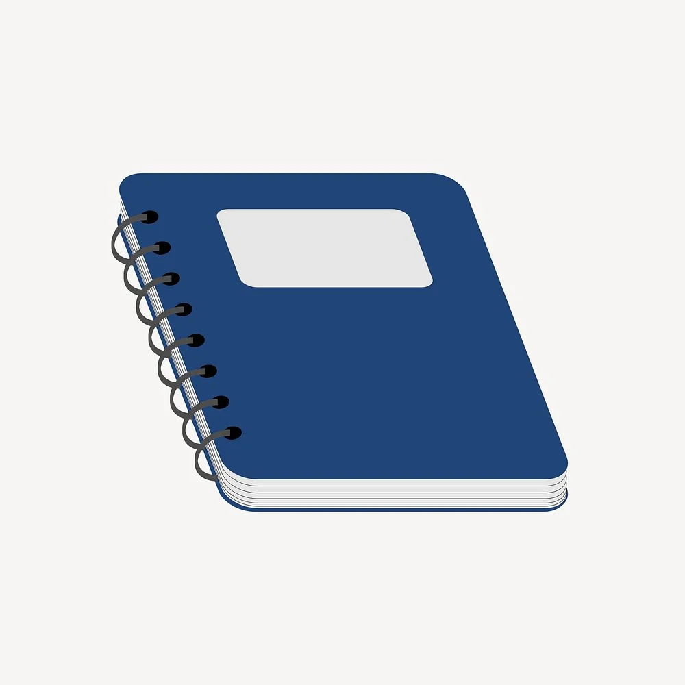 Classic Blue Spiral-Bound Notebook Clipart with Minimalist Design