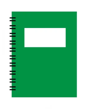 Minimalist Green School Notebook Clipart Design with Spiral Binding