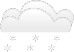 Delicate Winter Scene Snowfall Clipart with Soft Grayscale Clouds and Snowflakes