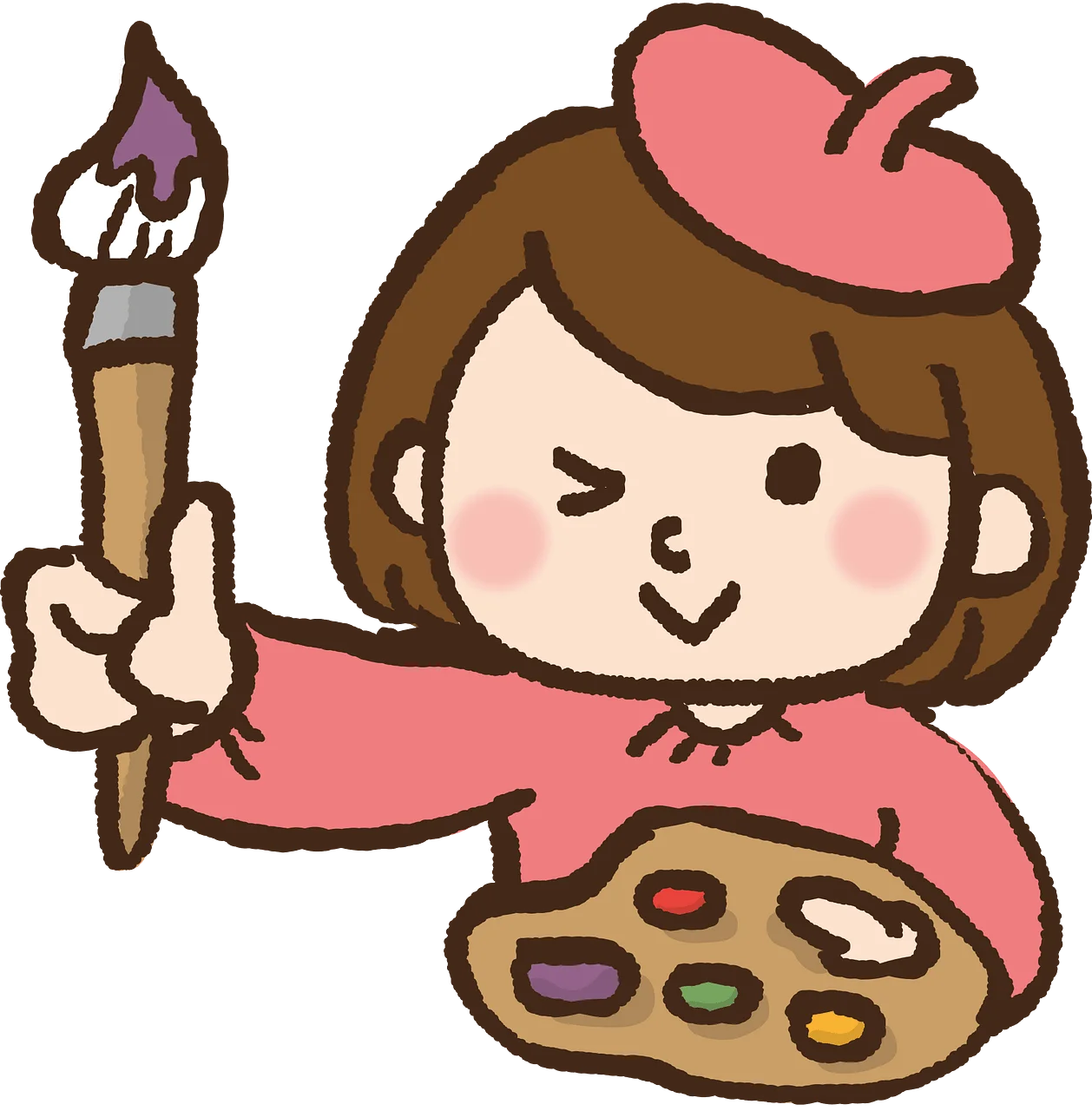 Adorable Artist Clipart: Charming Painter with Brush and Palette