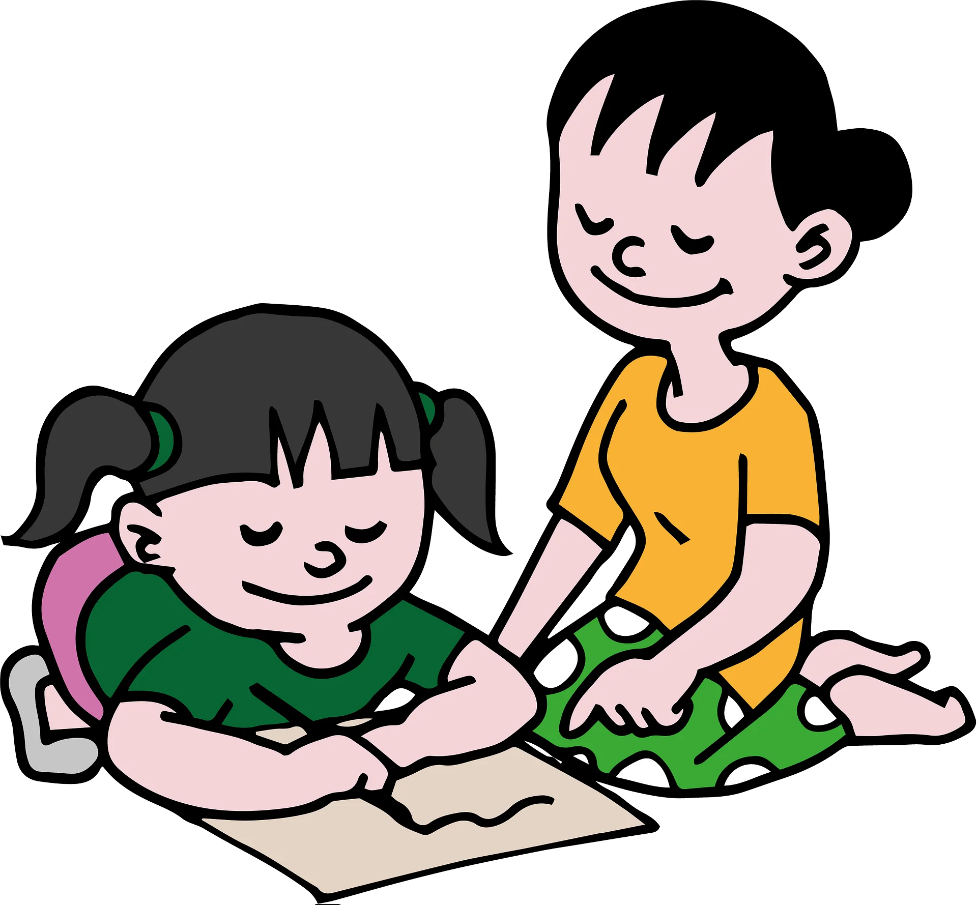 Children Collaborating on Artistic Expression: A Playful Clipart Scene