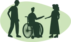Compassionate Support Illustrated Silhouette Clipart of Disability Interaction