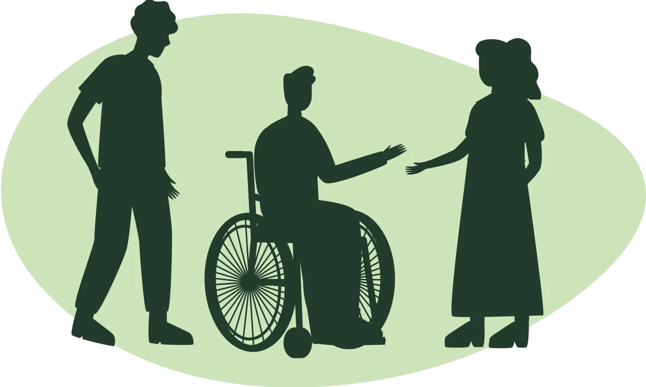 Compassionate Support Illustrated Silhouette Clipart of Disability Interaction