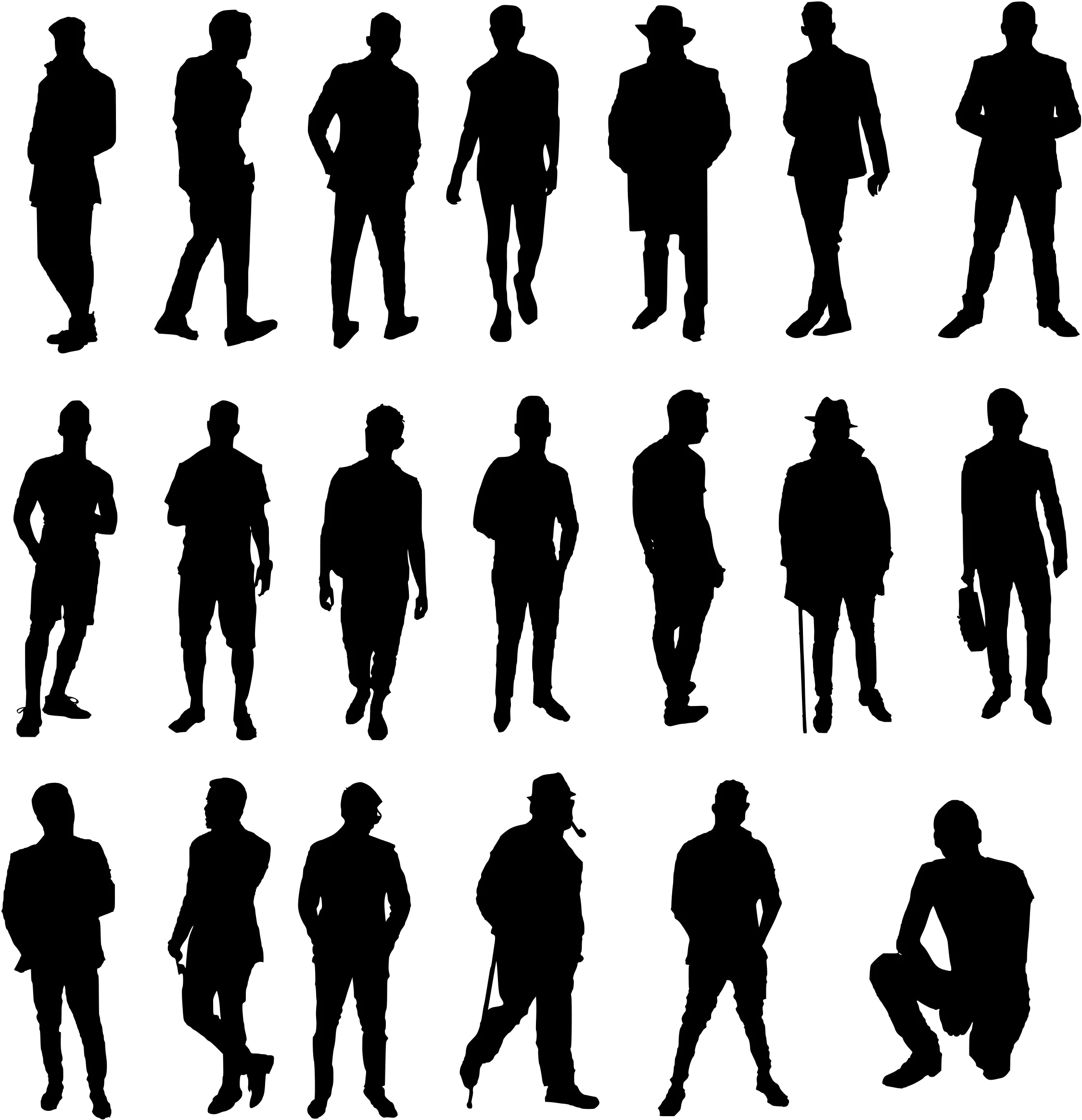 Professional Male Silhouette Clipart Collection: Diverse Poses and Styles