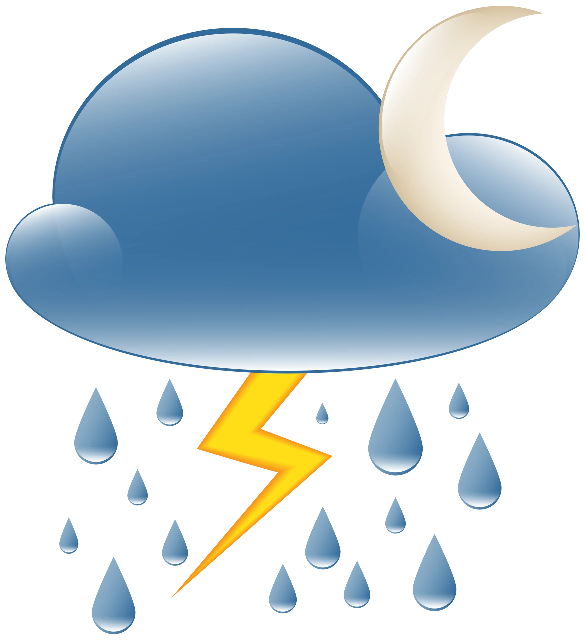 Stylized Night Thunderstorm Weather Forecast Clipart Illustration