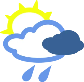 Meteorological Weather Forecast Clipart: Sunshine and Rainy Cloud Illustration