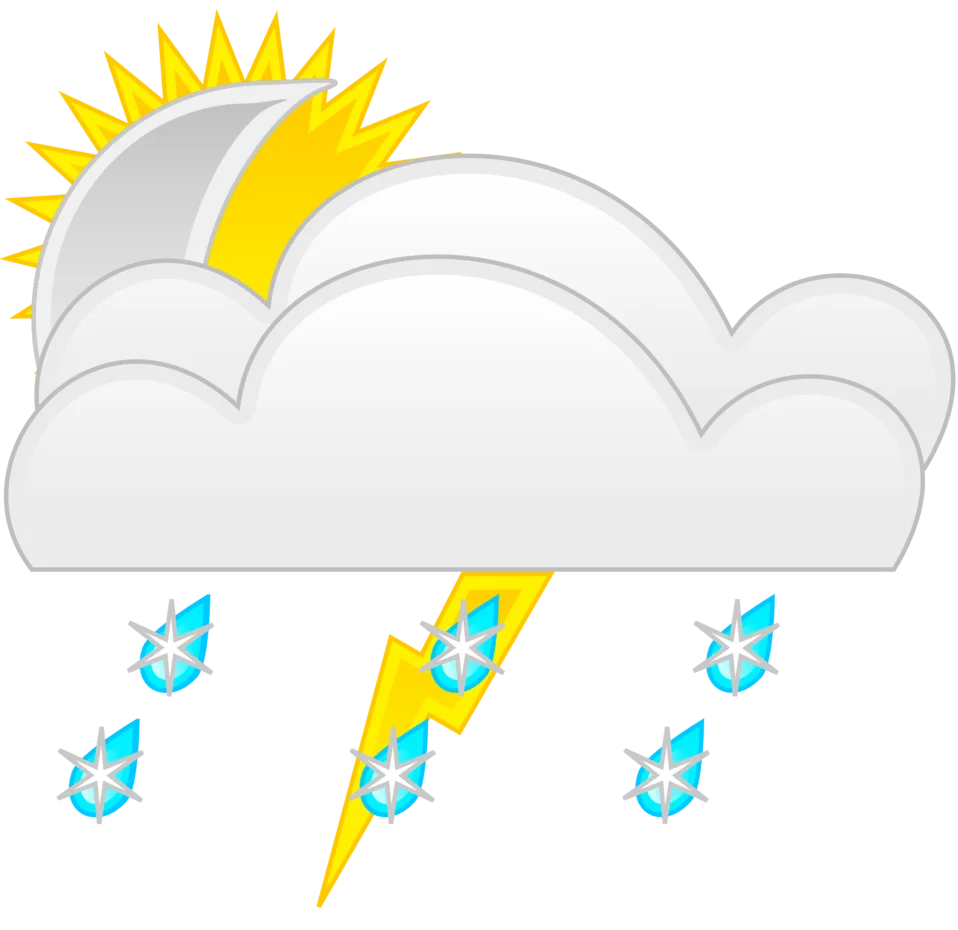 Playful Weather Illustration Clipart Depicting Sunny Thunderstorm Conditions