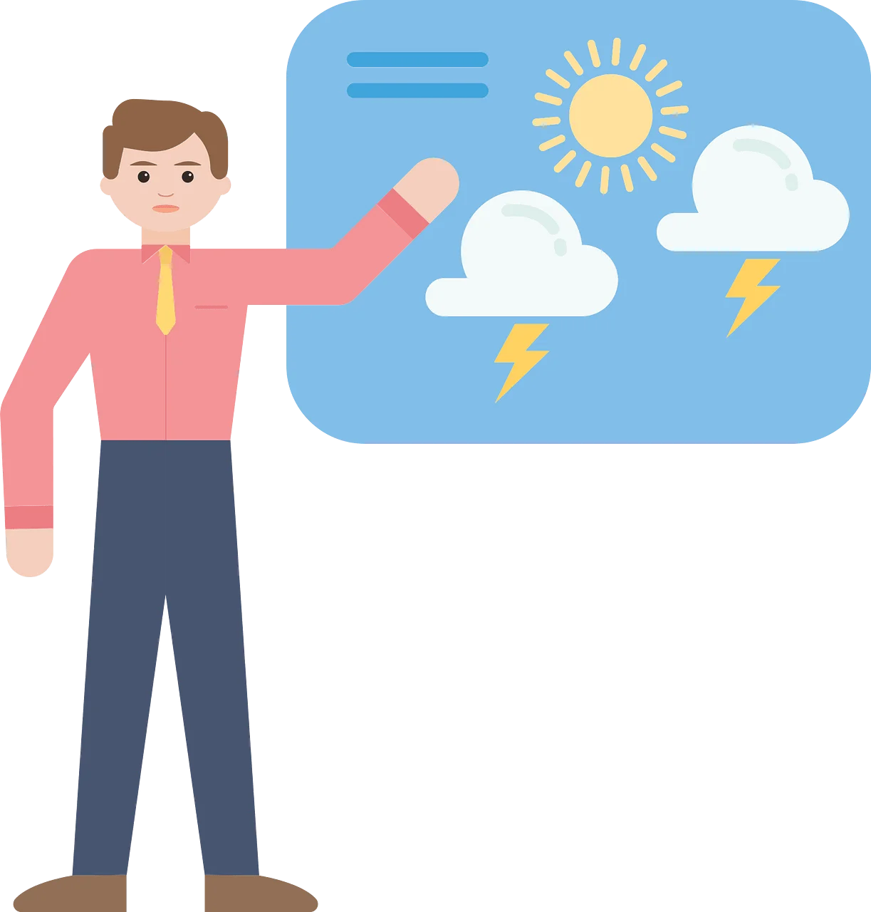 Professional Meteorologist Presenting Weather Forecast Clipart Illustration