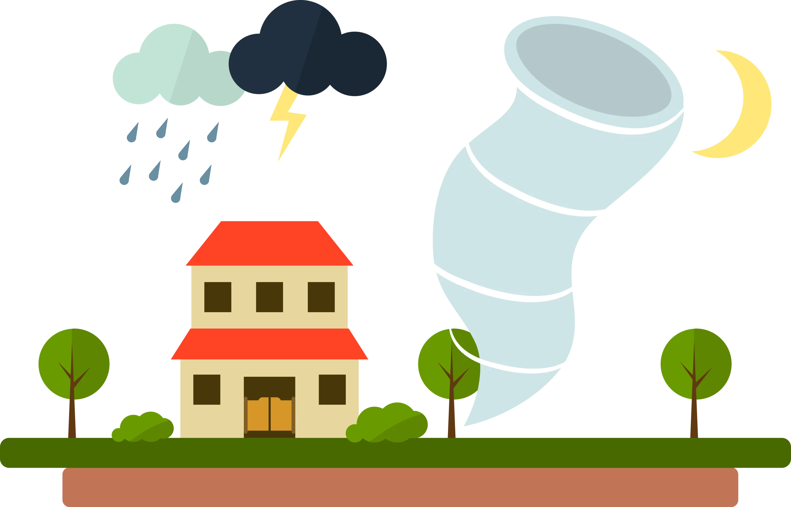 Stormy Weather Landscape Clipart Illustrating Natural Disaster Scenarios