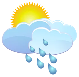 Sunny and Rainy Weather Forecast Cartoon Clipart Illustration