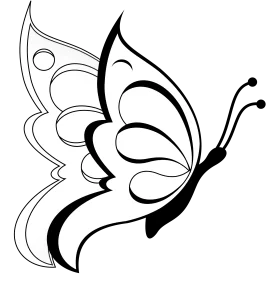 Elegant Black and White Butterfly Clipart with Delicate Swirling Wing Design