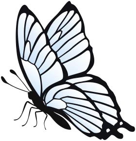 Elegant Black and White Butterfly Clipart with Delicate Wing Patterns