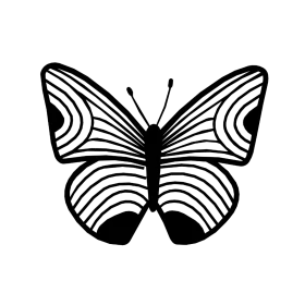 Elegant Black and White Striped Butterfly Clipart Design with Symmetrical Pattern
