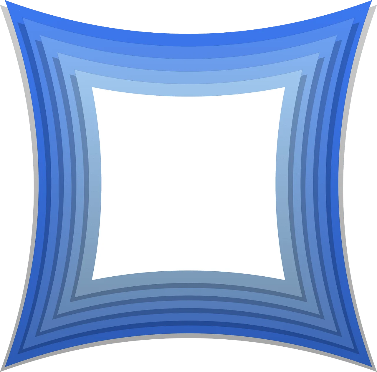 Elegant Blue Gradient Square Frame Clipart with Concentric Layers and Soft Edges
