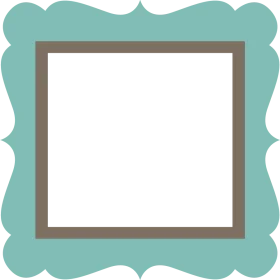 Elegant Teal and Brown Decorative Frame Clipart with Scalloped Edges