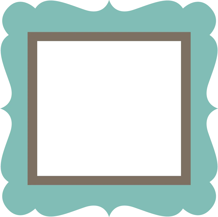 Elegant Teal and Brown Decorative Frame Clipart with Scalloped Edges
