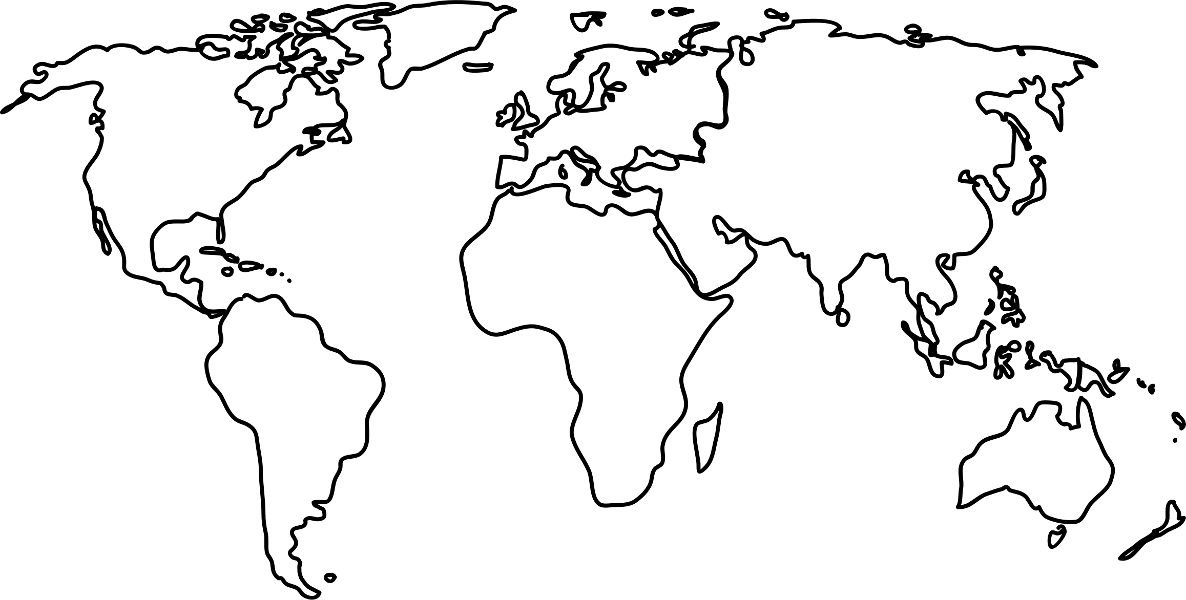 Minimalist World Map Outline Clipart - Global Cartography Sketch Design