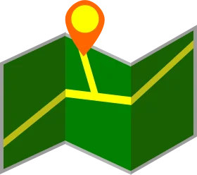Simplified Geometric Location Marker Clipart with Folded Map Design