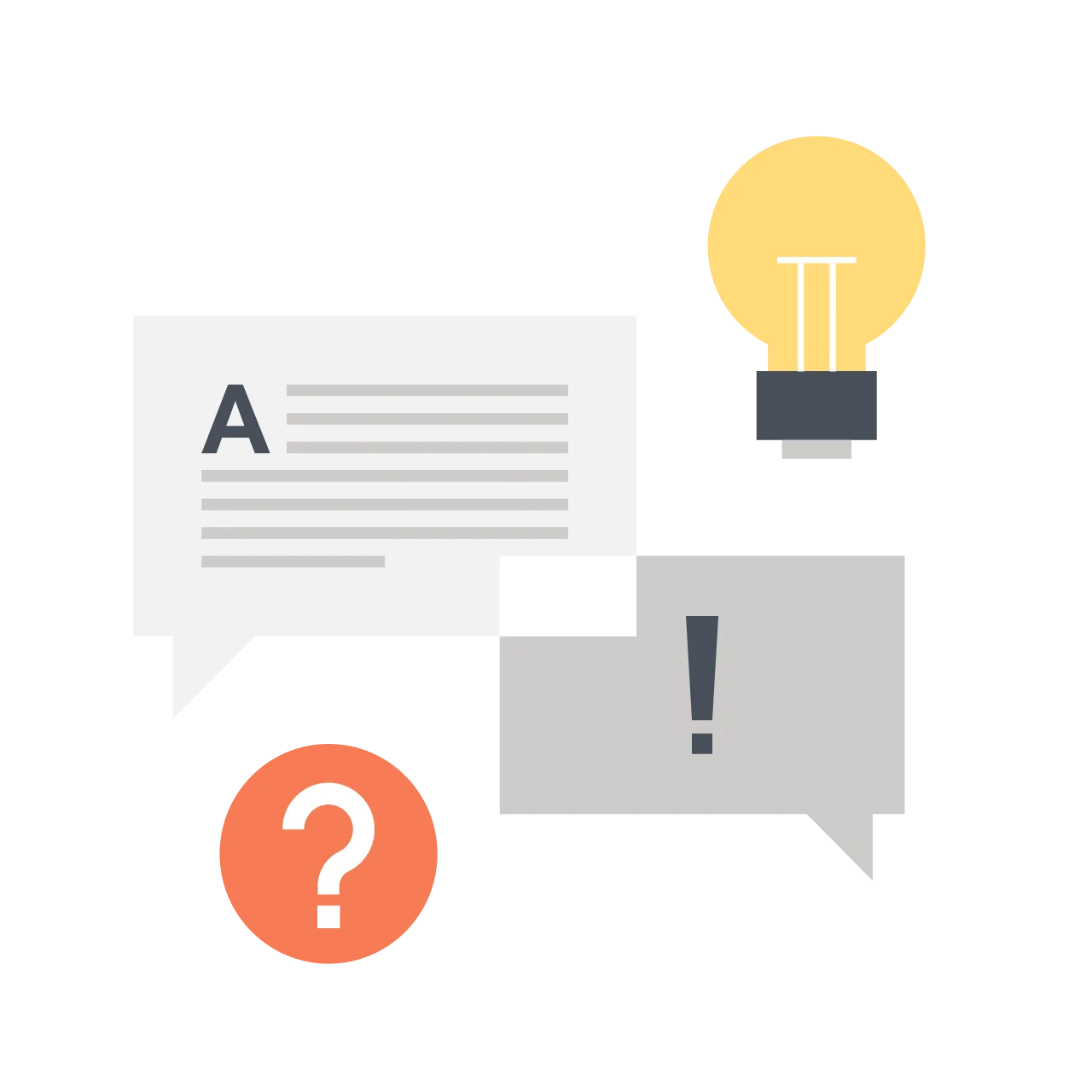 Creative Communication Concept Clipart with Question and Idea Symbols