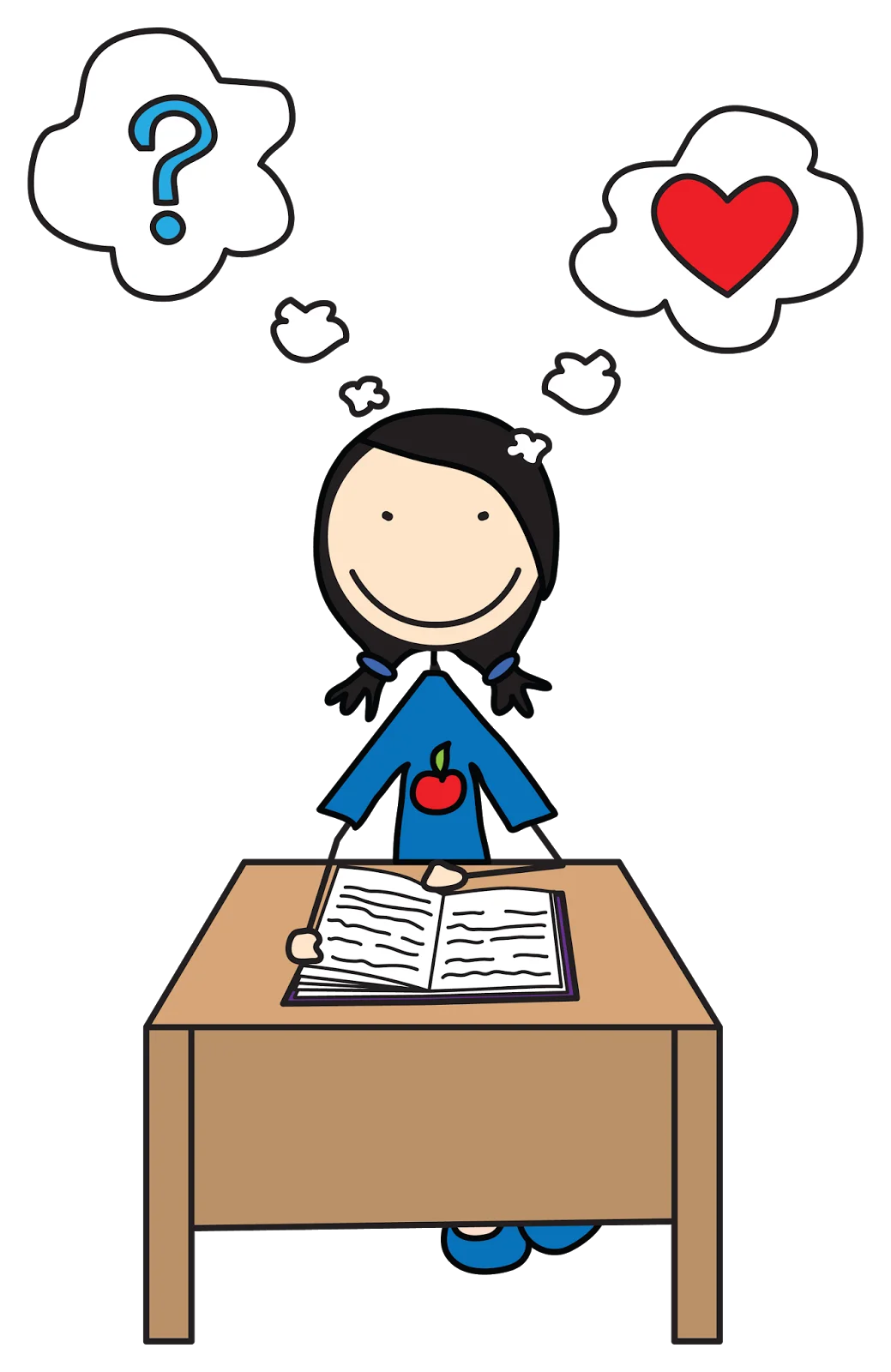 Curious Student Learning with Questions and Passion Clipart Illustration