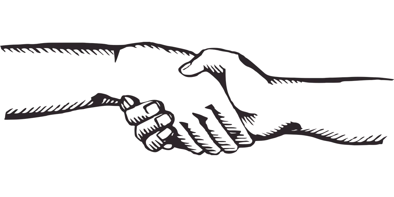 Minimalist Black and White Handshake Clipart Symbolizing Unity and Partnership