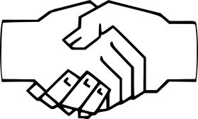 Monochrome Handshake Symbolizing Unity and Collaboration Clipart Design