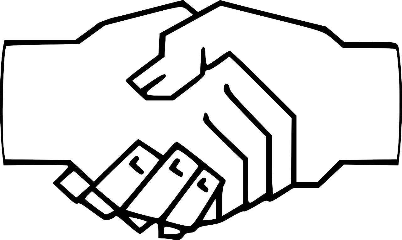 Monochrome Handshake Symbolizing Unity and Collaboration Clipart Design