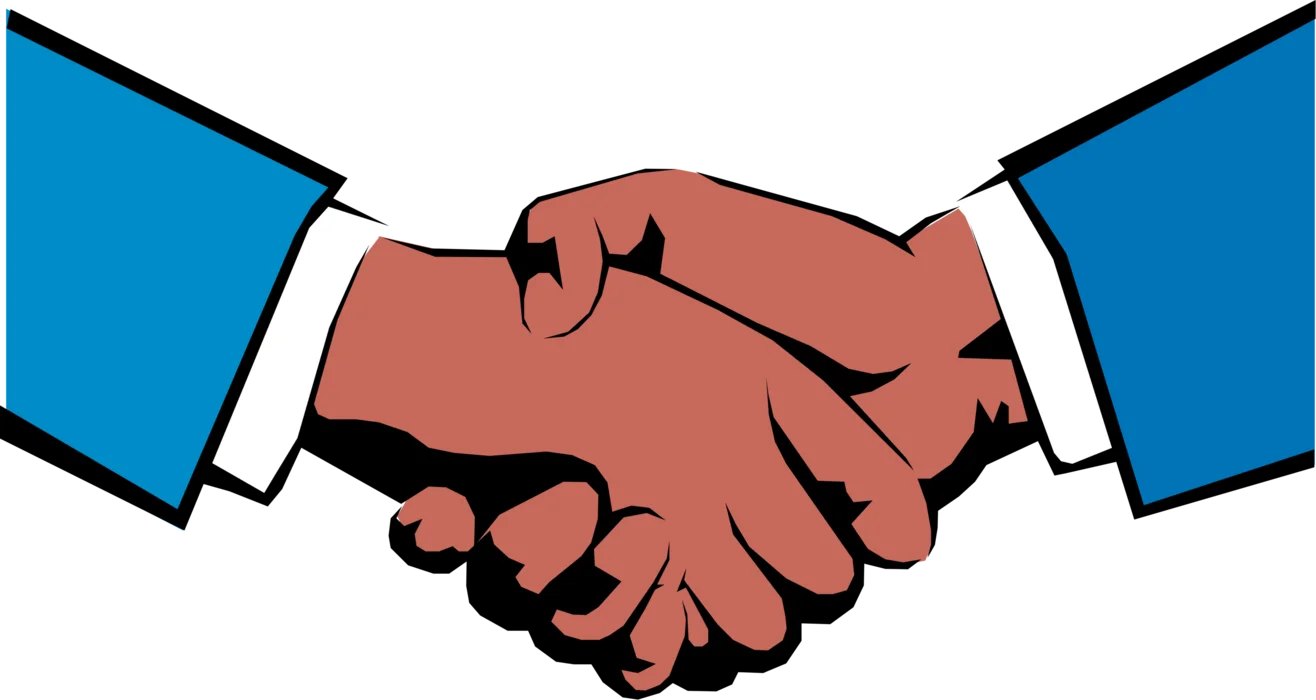 Professional Business Agreement Handshake Stylized Minimalist Clipart Design