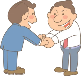Professional Business Partners Sealing Agreement with Handshake Clipart Illustration