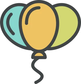 Cheerful Floating Balloons Celebration Clipart Design with Soft Color Palette