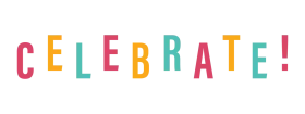 Colorful Celebrate Clipart Typography Design with Playful Letter Styles
