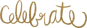 Elegant Golden Cursive 'Celebrate' Clipart in Shimmering Rope-Like Texture