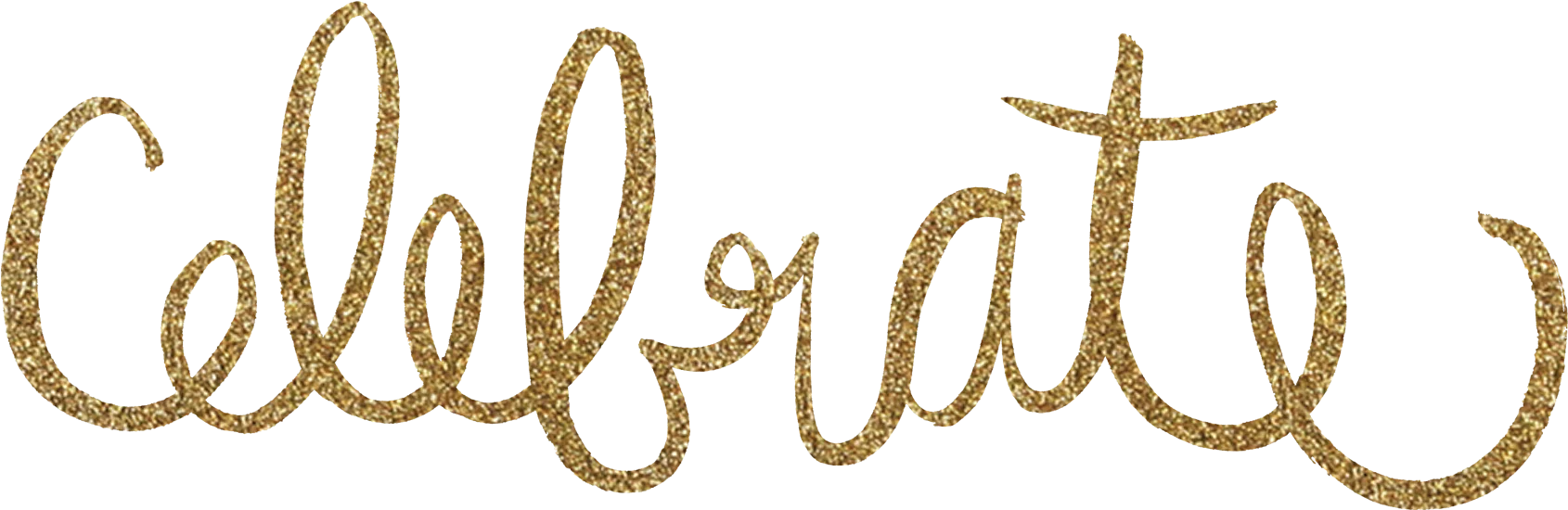 Elegant Golden Cursive 'Celebrate' Clipart in Shimmering Rope-Like Texture
