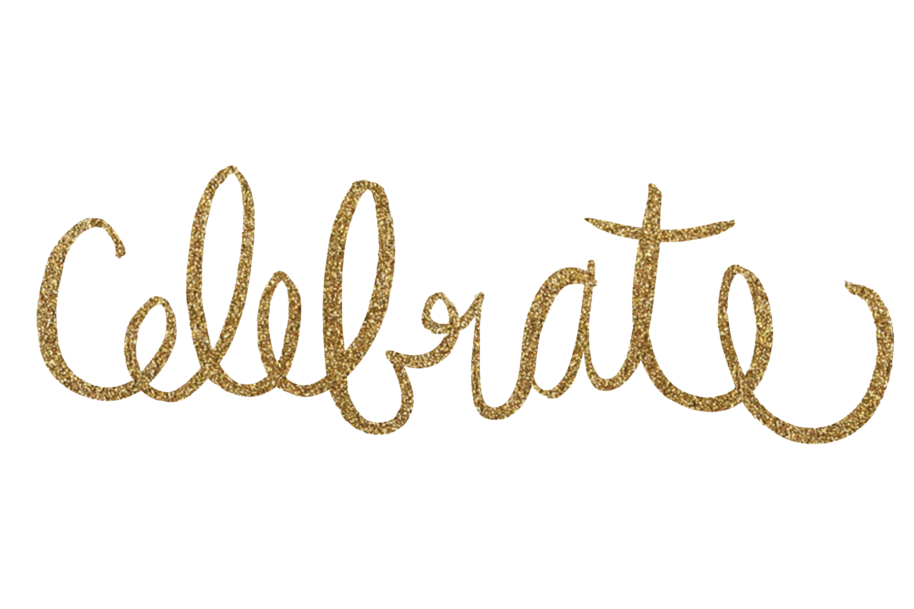 Elegant Golden Handwritten Celebrate Clipart with Cursive Typography Design