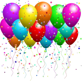 Festive Party Balloon Explosion: A Colorful Celebration Clipart Design