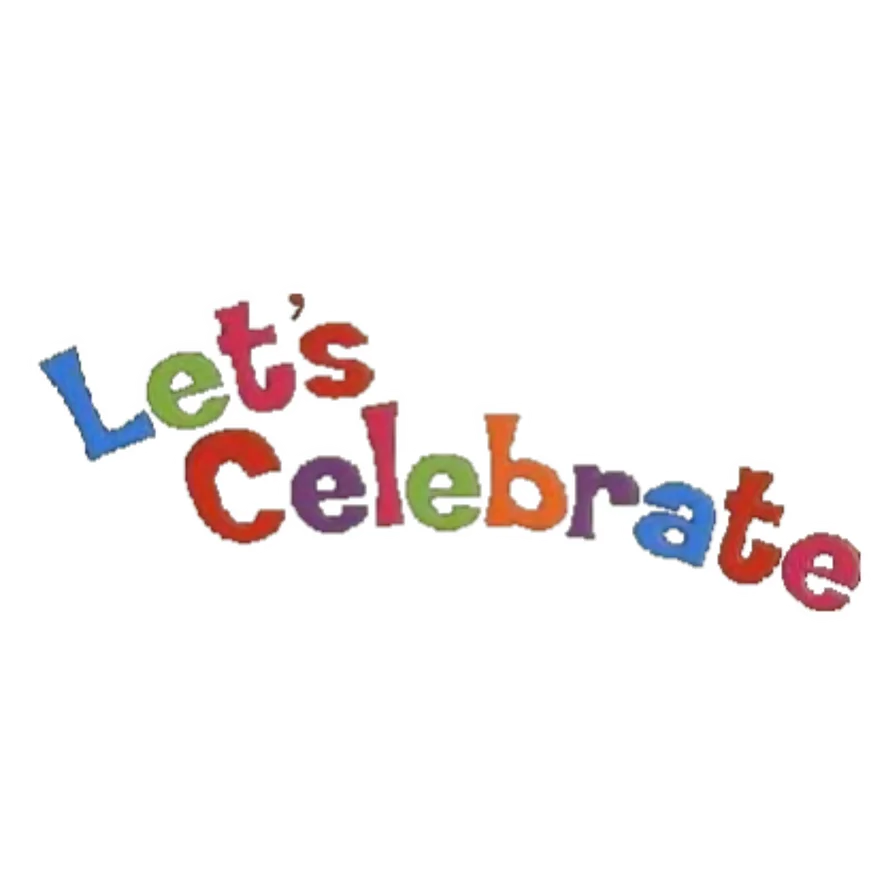 Joyful Multicolored 'Let's Celebrate' Playful Handcrafted Clipart Design