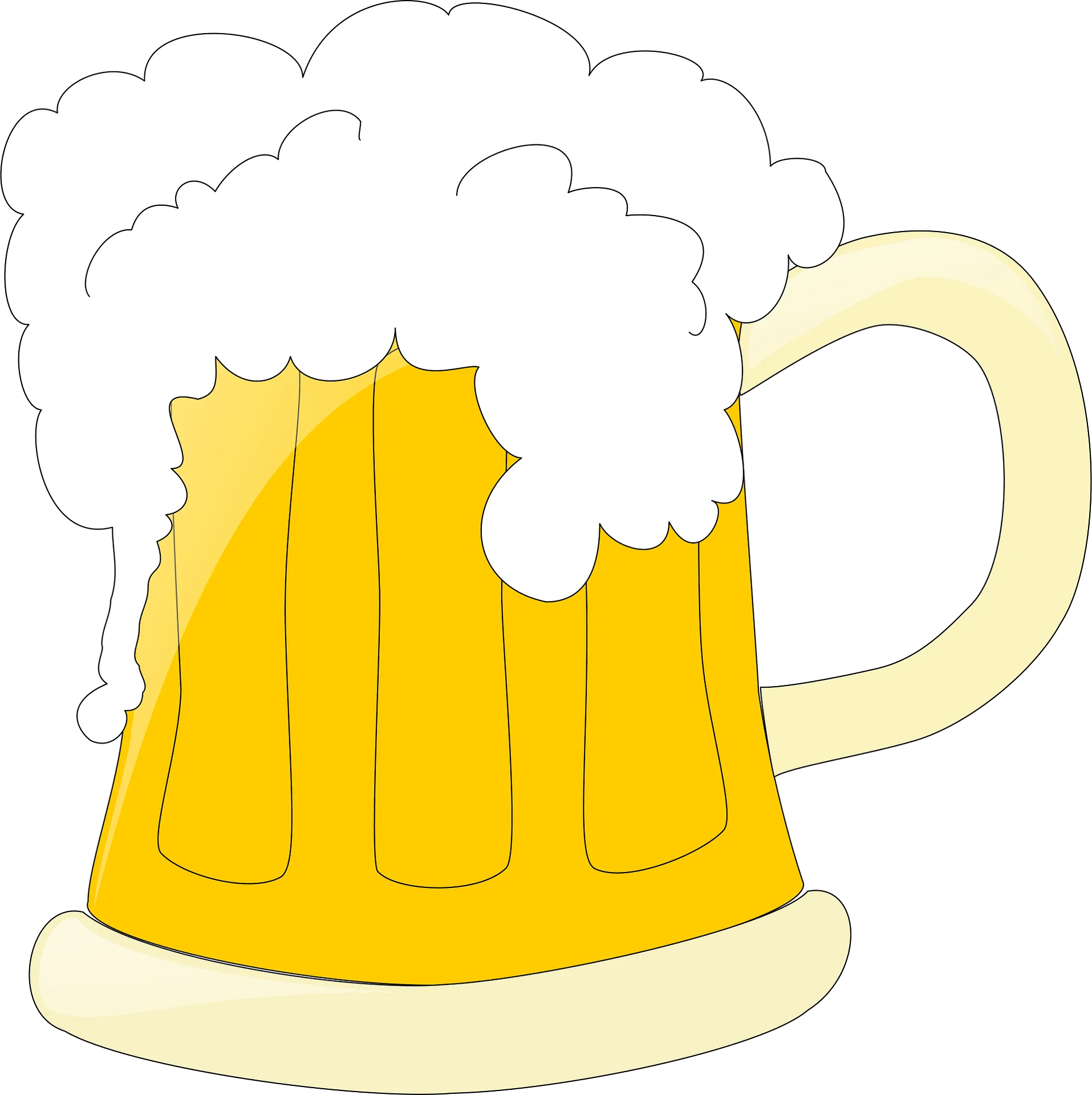 Classic Golden Beer Mug Clipart with Frothy Foam and Cheerful Design