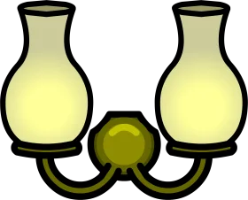 Elegant Double-Shade Olive Green Wall Sconce Clipart Illustration