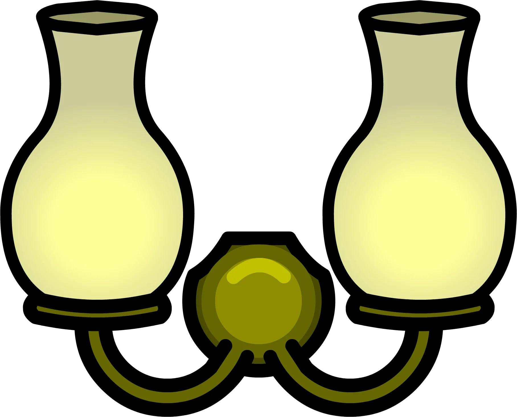 Elegant Double-Shade Olive Green Wall Sconce Clipart Illustration