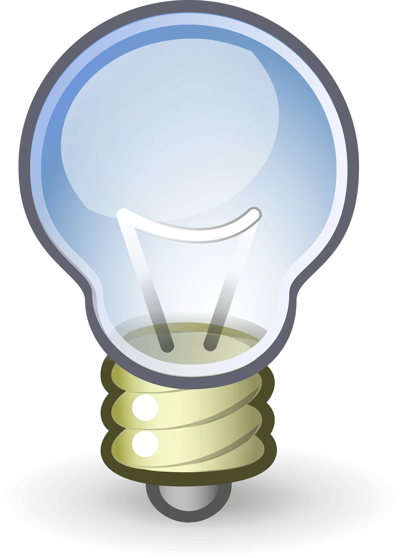 Elegant Light Bulb Clipart Illustration with Soft Blue Glow and Metallic Base