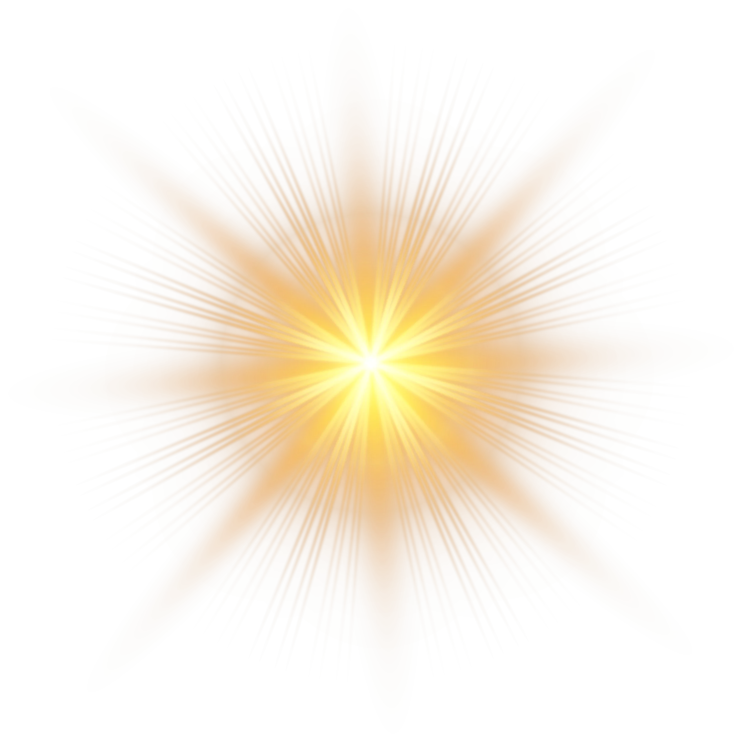 Radiant Golden Sunburst Clipart with Luminous Soft-Edged Rays