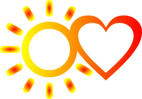 Radiant Sunshine and Love Intertwined: A Cheerful Heart and Sun Clipart Design