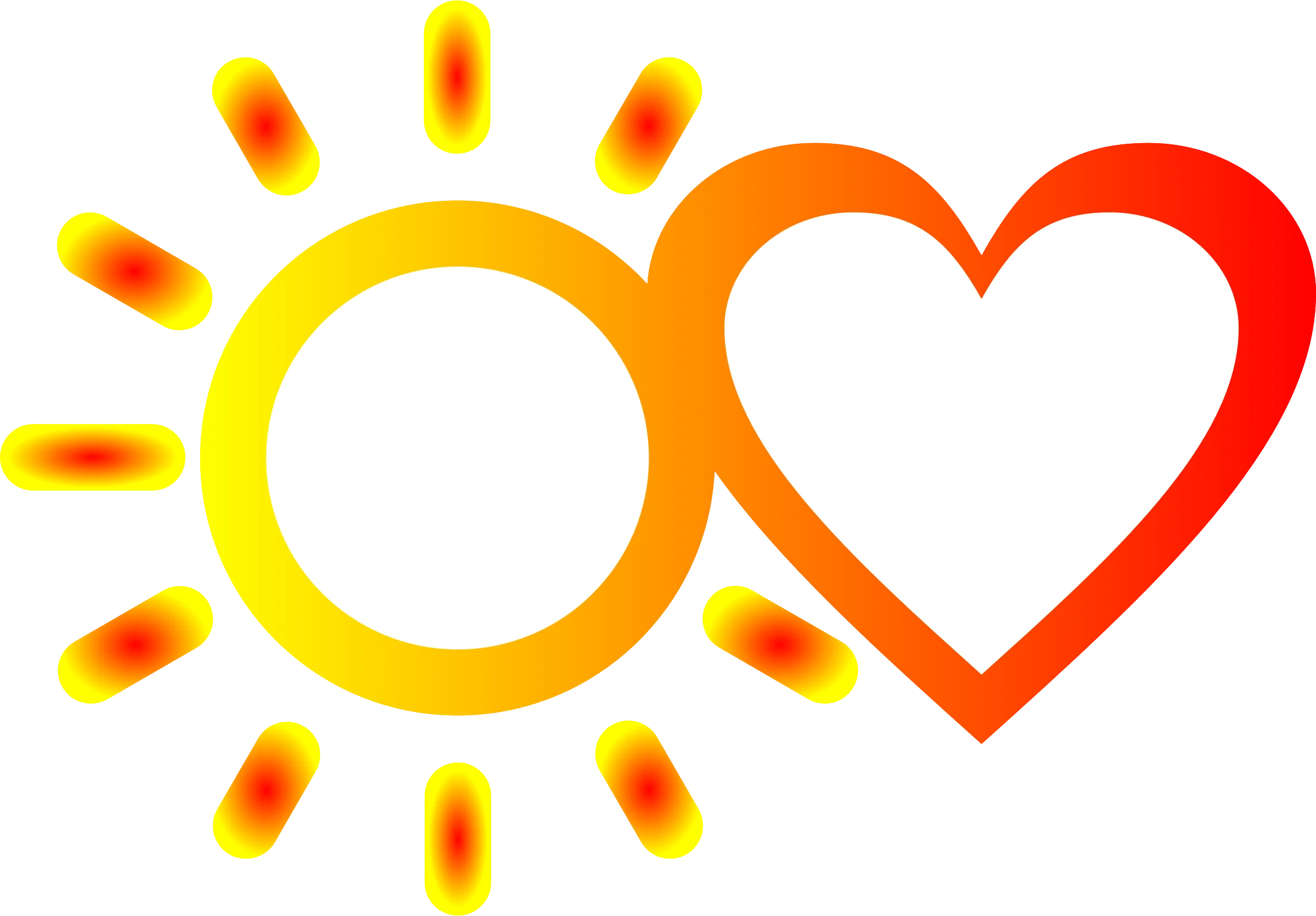 Radiant Sunshine and Love Intertwined: A Cheerful Heart and Sun Clipart Design