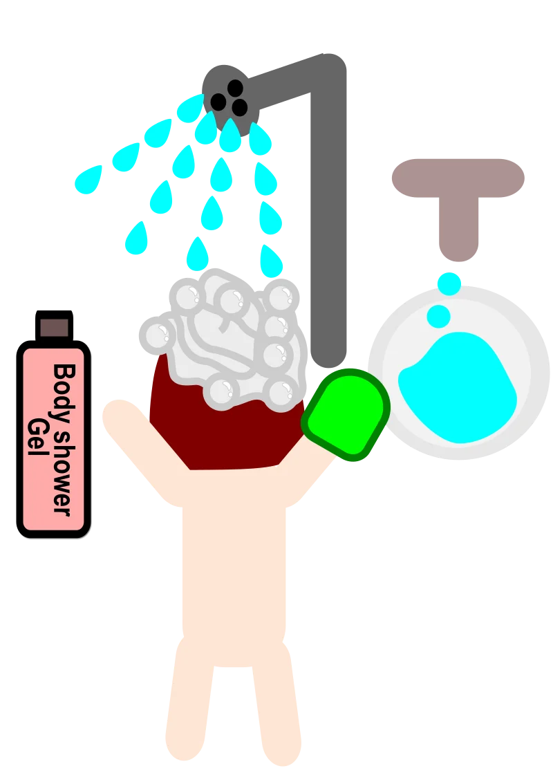Whimsical Shower Scene Clipart: Personal Hygiene and Bathroom Essentials Illustration