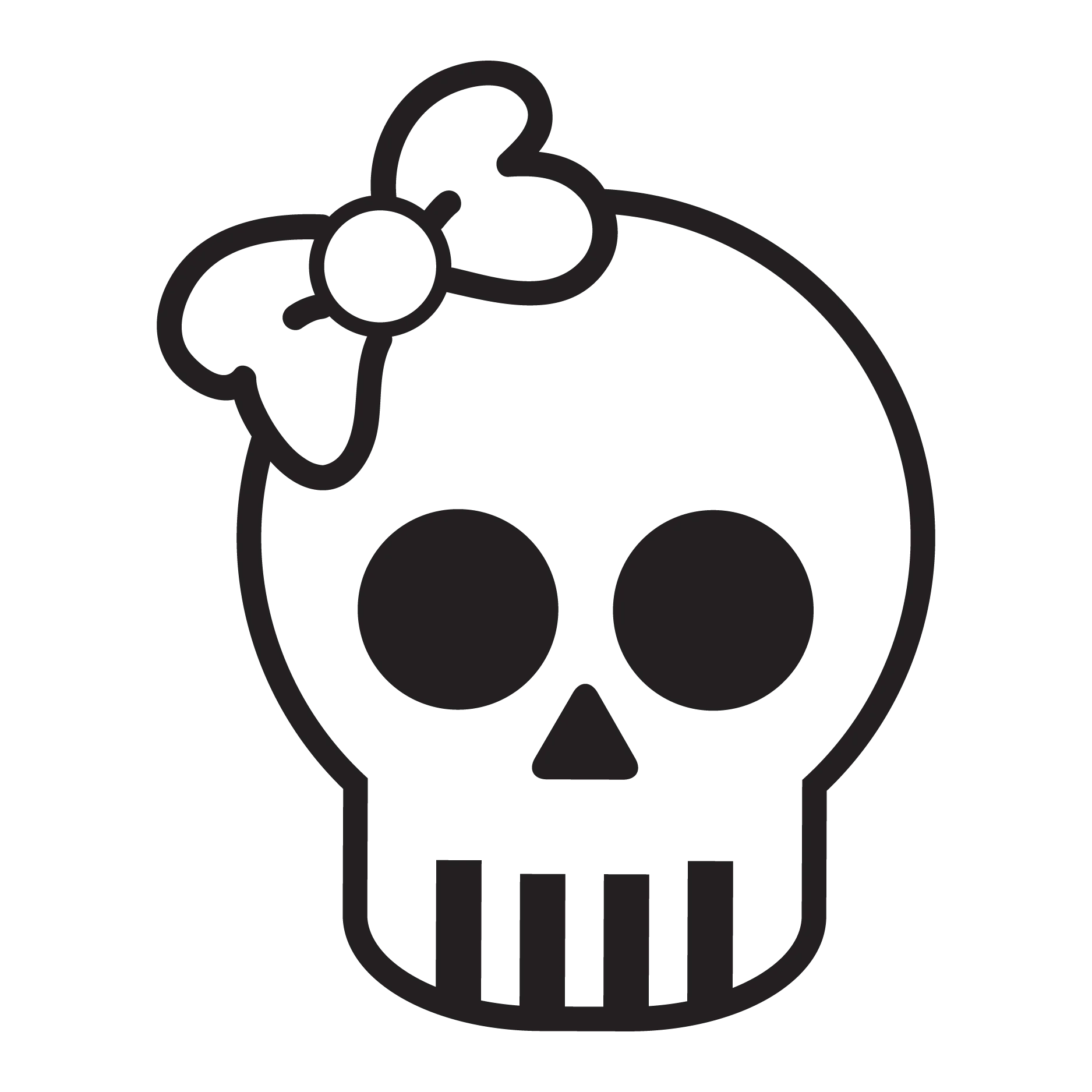 Cute Kawaii Skull Clipart with Adorable Bow Graphic Design Element