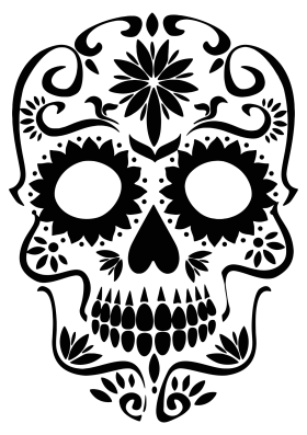 Intricate Day of the Dead Sugar Skull Clipart with Delicate Floral Patterns