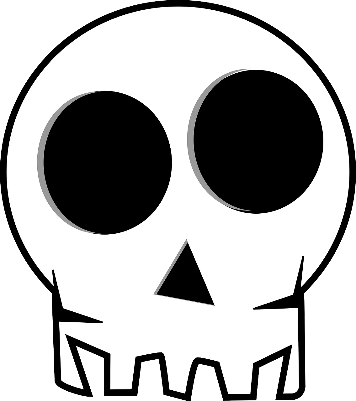 Minimalist Black and White Skull Clipart with Simple Geometric Design