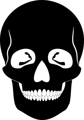 Monochromatic Skull Clipart: Bold Black and White Skeletal Design