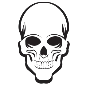 Monochrome Skeletal Cranium Clipart: Bold Graphic Design Illustration